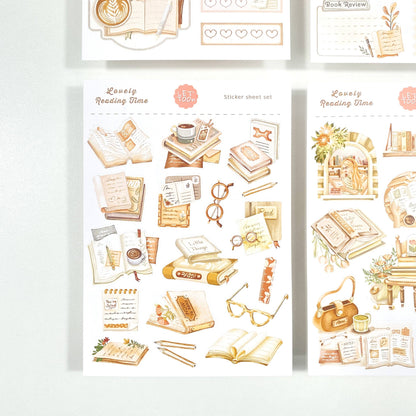 Lovely Reading Time - Sticker Sheet Set of 5 + Postcard