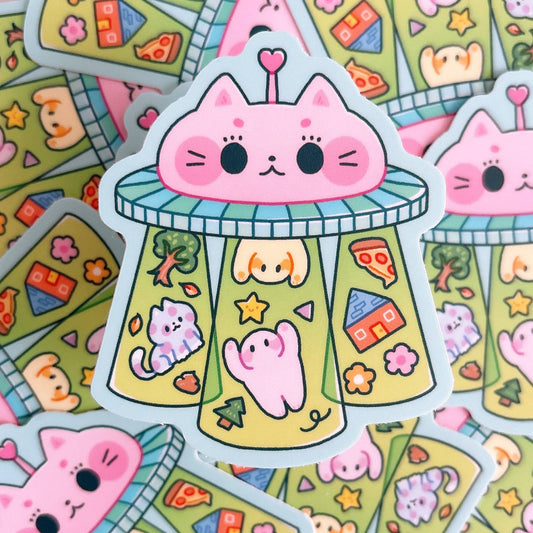 Kitty Cat UFO Vinyl Sticker