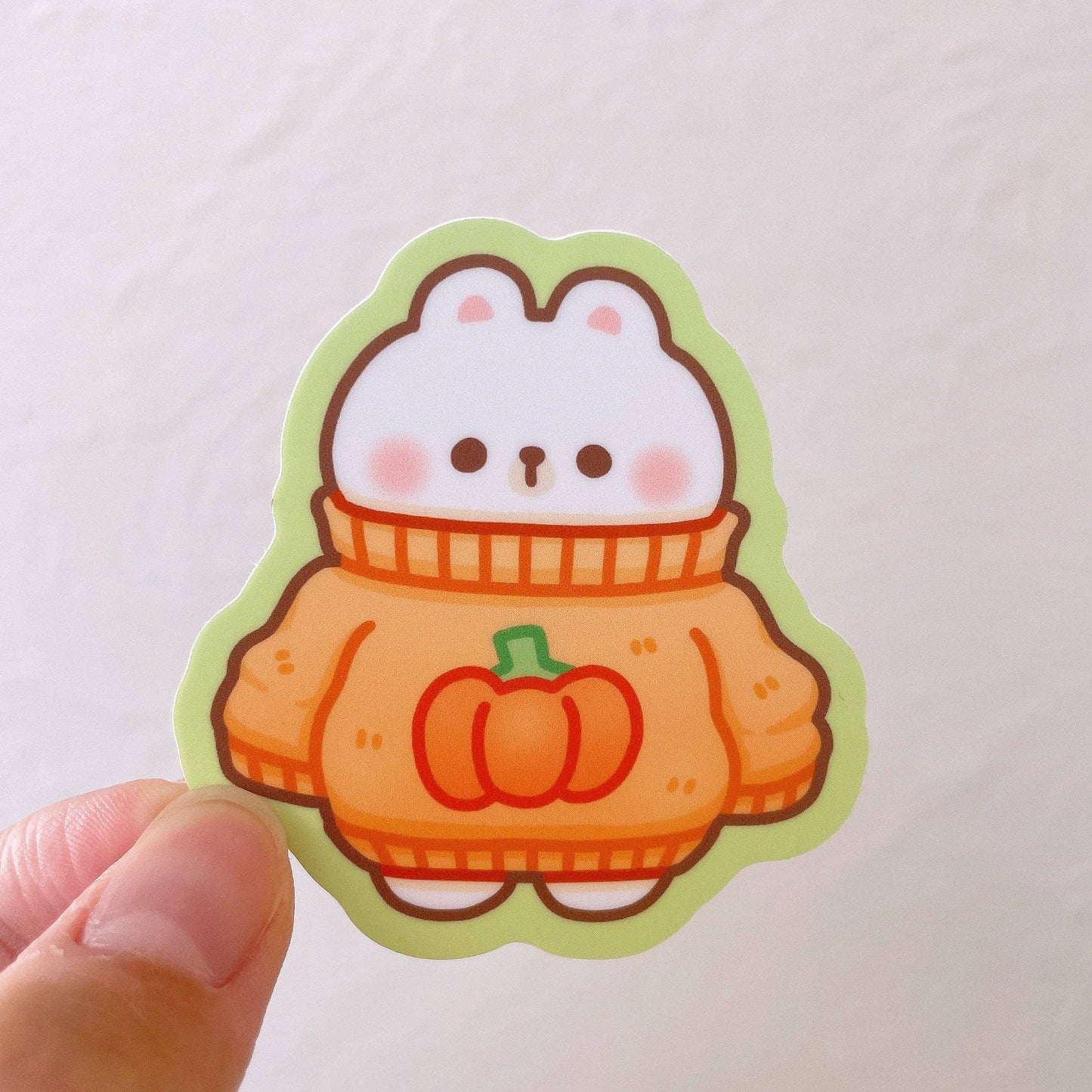 Pumpkin Sweater Rice the Bear Vinyl Sticker