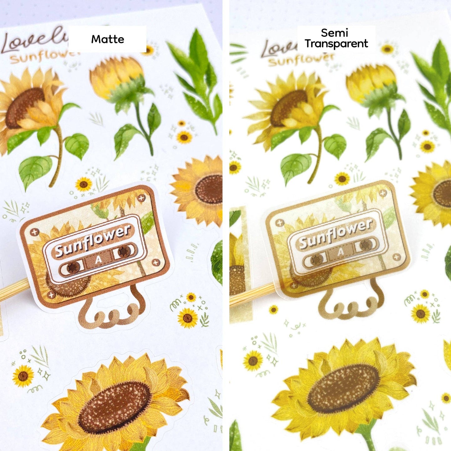 Chamomile & Sunflower - Semi-Transparent Sticker Sheets