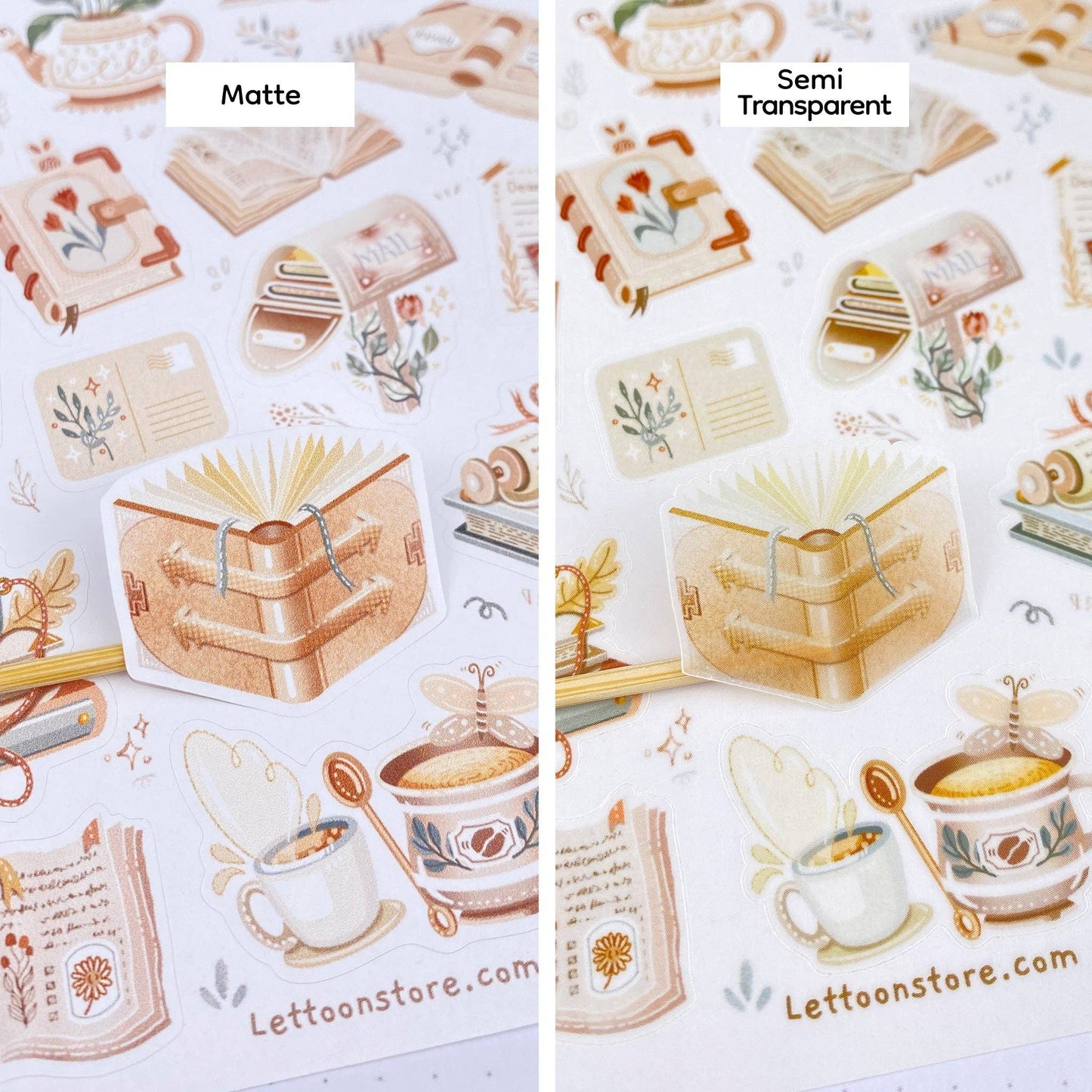 Book Vibes + Cozy Reading Time - Semi-Transparent Sticker Sheets