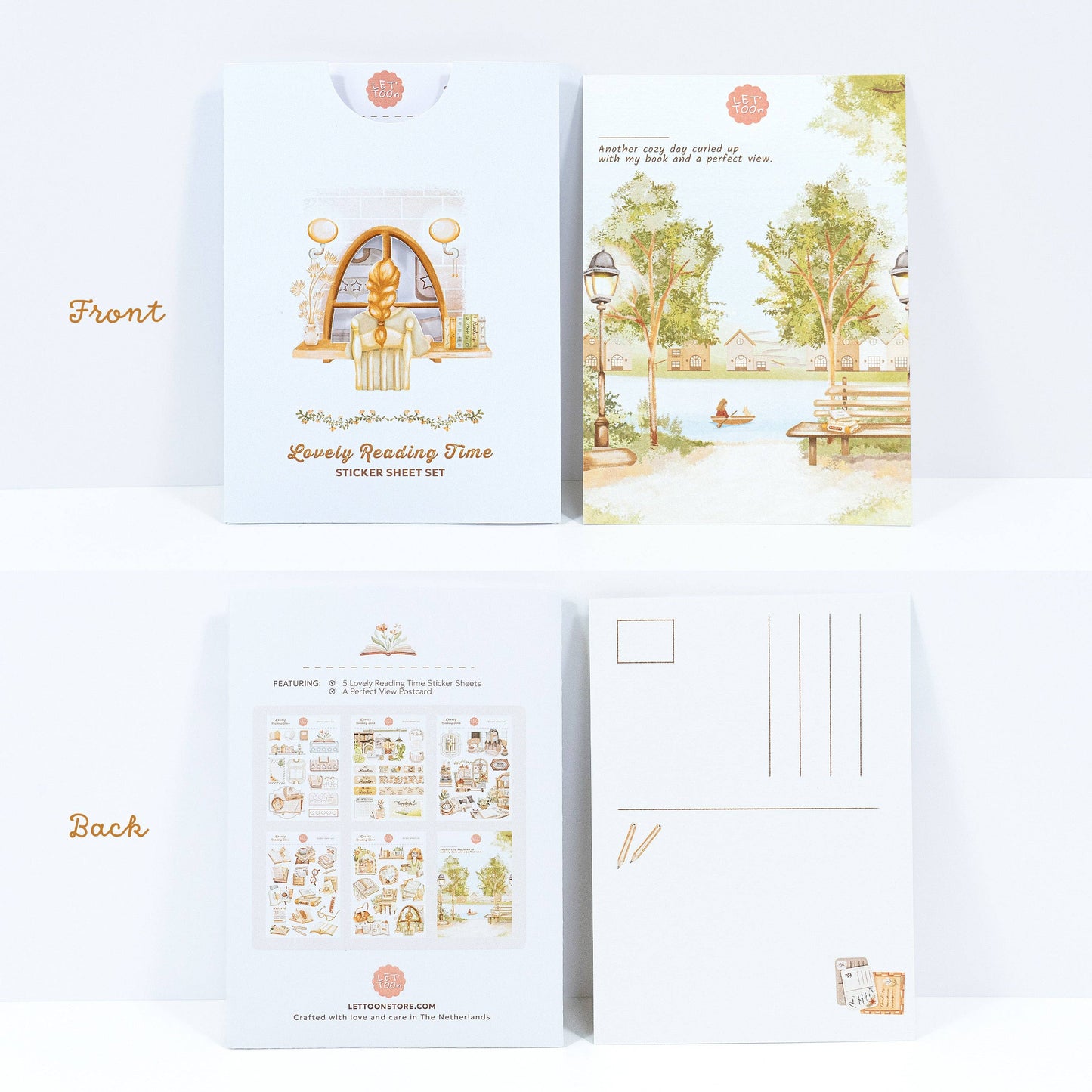 Lovely Reading Time - Sticker Sheet Set of 5 + Postcard
