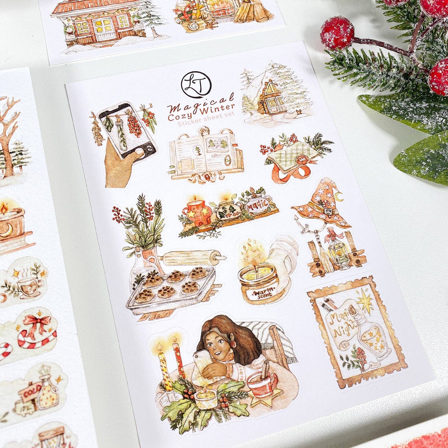 Magical Cozy Winter - Sticker Sheet Set of 5 + Postcard