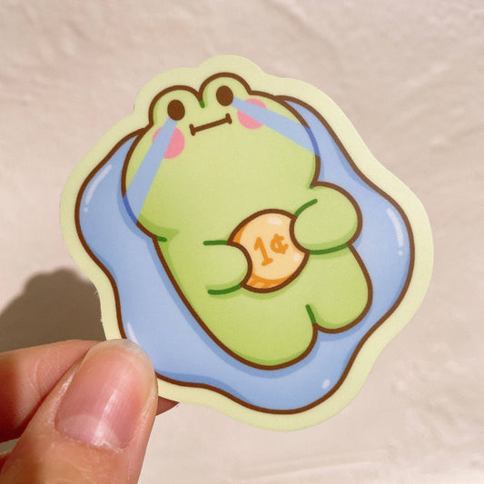 Matcha the Frog with One Cent Vinyl Sticker