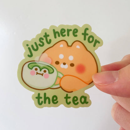 Just Here for the Tea Shiba Dog Vinyl Sticker