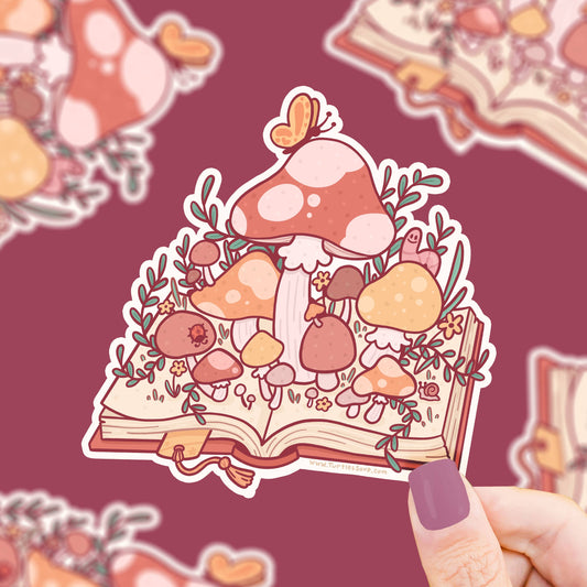 Autumn Mushroom Book Vinyl Sticker