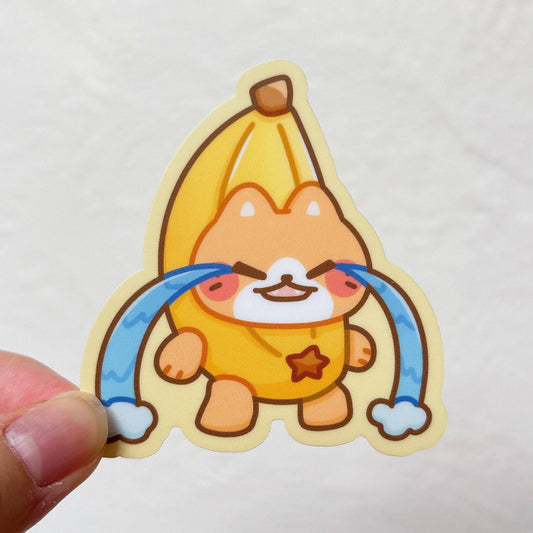 Banana Crying Cat Meme Vinyl Sticker