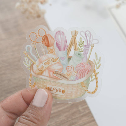 Knitting Basket - Clear Vinyl Sticker