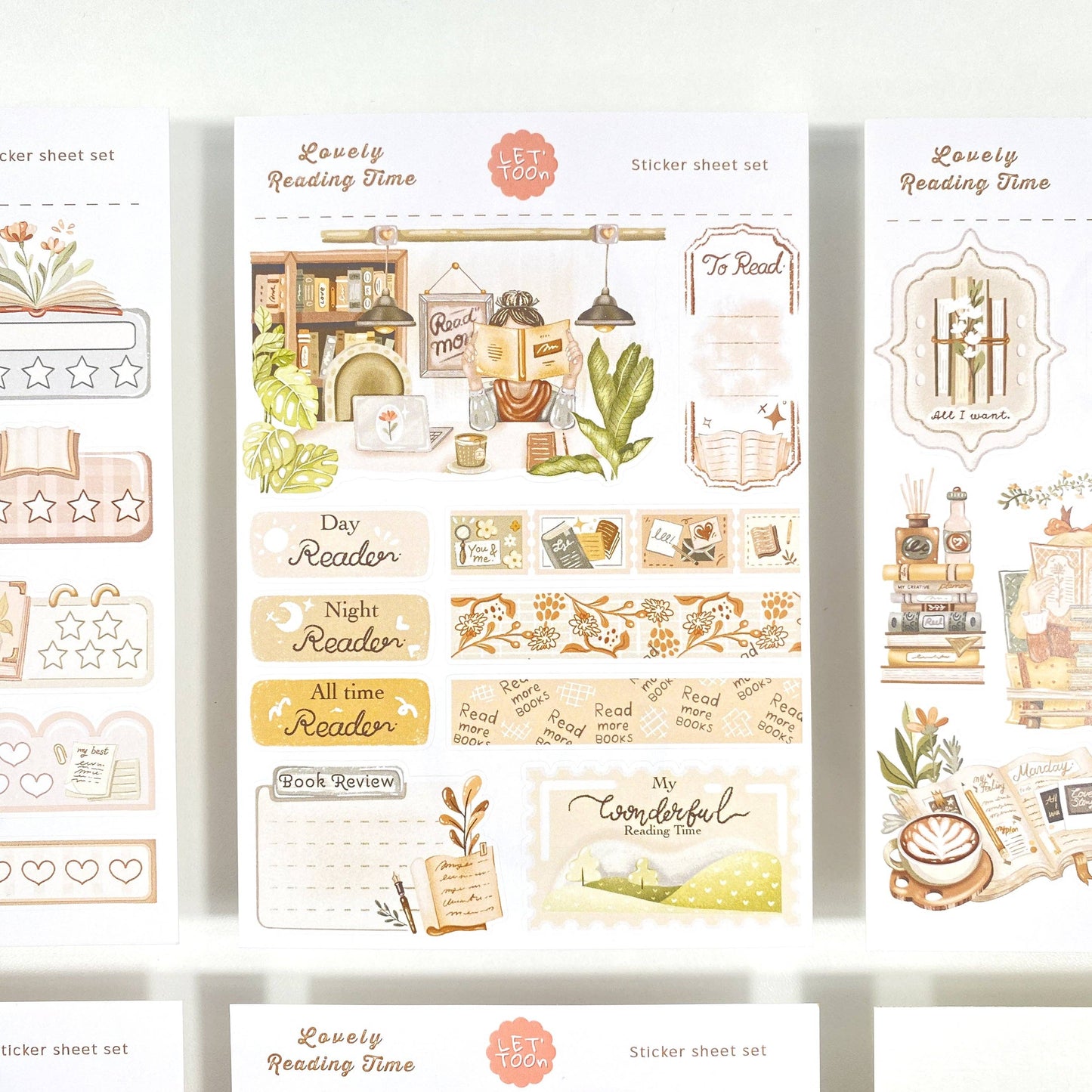 Lovely Reading Time - Sticker Sheet Set of 5 + Postcard
