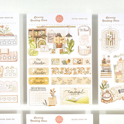 Lovely Reading Time - Sticker Sheet Set of 5 + Postcard
