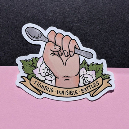 Fighting Invisble Battles Waterproof Sticker