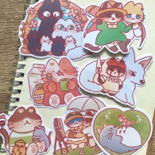 Ghibli Cats Die Cut Sticker Pack