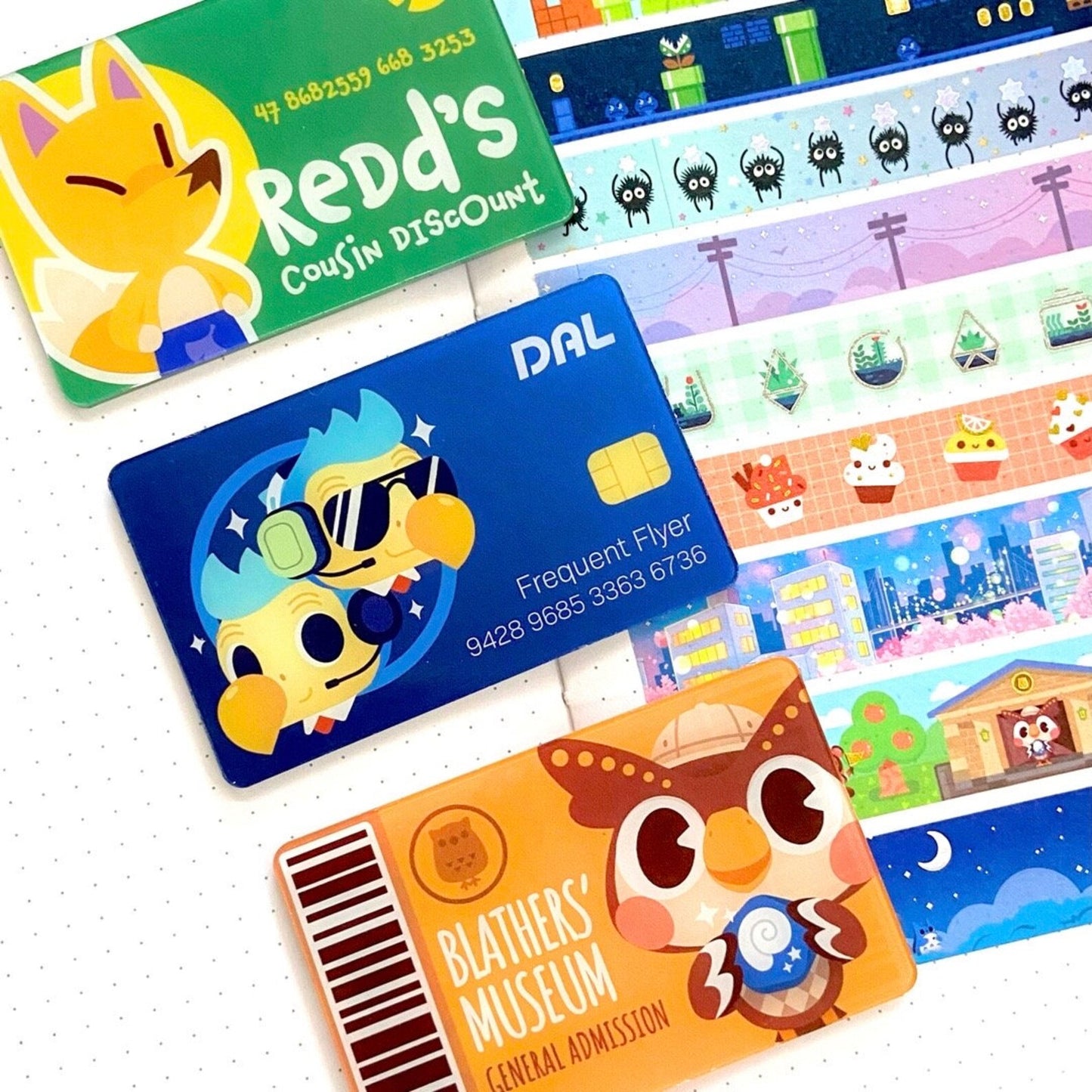 Animal Crossing Washi Cutter - Blathers Ticket, DAL Card, Redd Card, Brewster Stamp Card, Nook's Cranny Rewards Card (Timmy and Tommy)