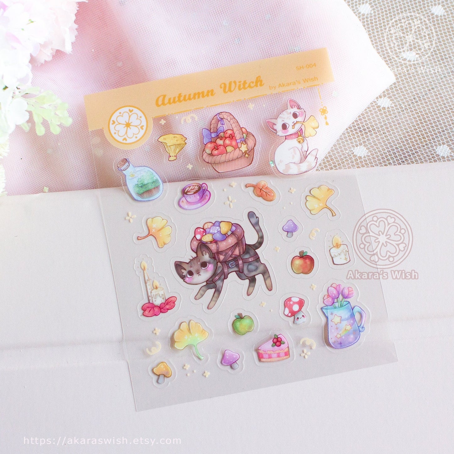 Autumn Witch Clear Sticker Sheet