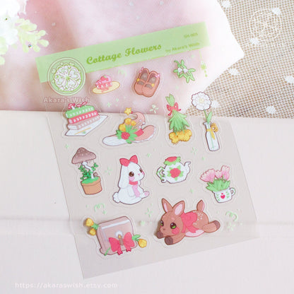 Cottage Flowers Clear Sticker Sheet