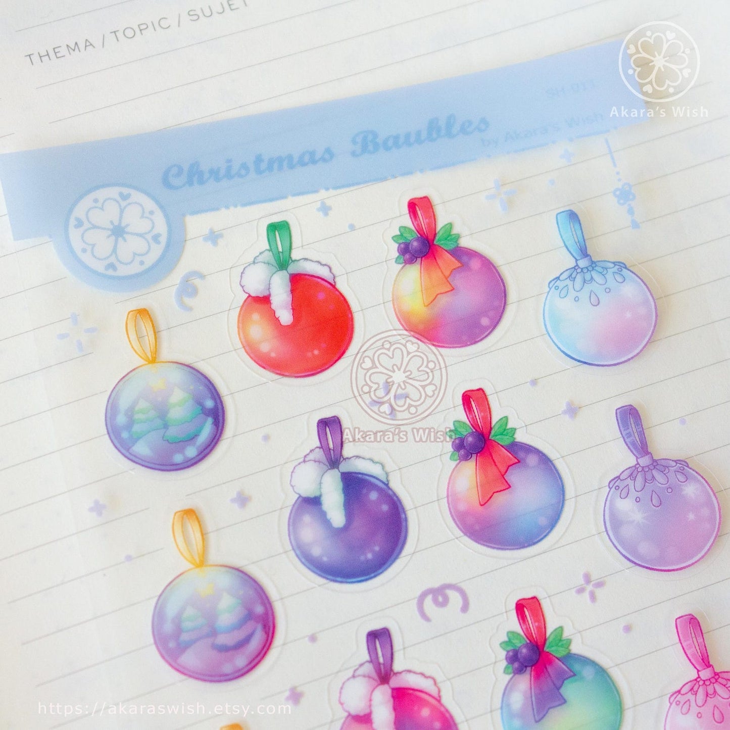 Christmas Baubles Clear Sticker Sheet