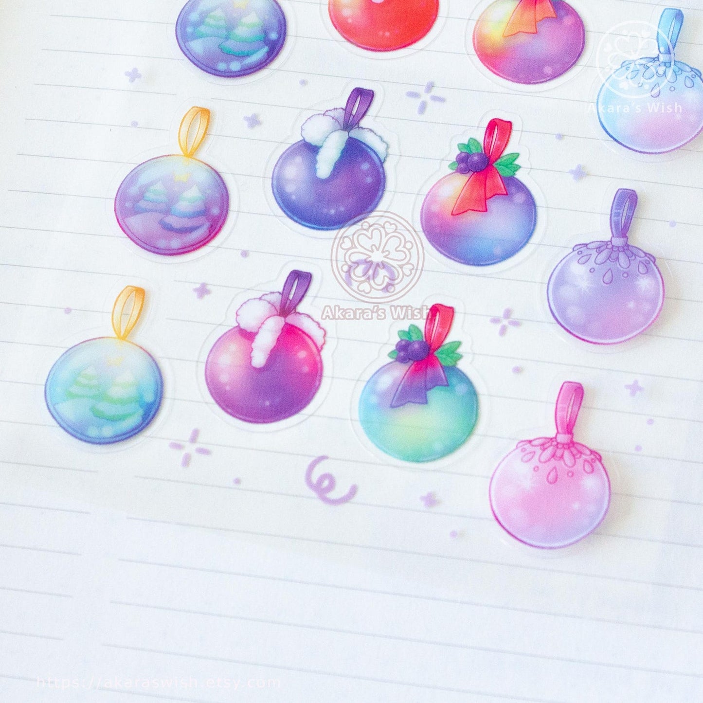 Christmas Baubles Clear Sticker Sheet