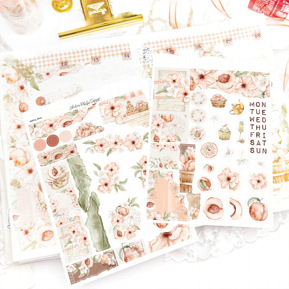 Sweet Peach Satin P.E.T. Journaling Sticker Sheet Set