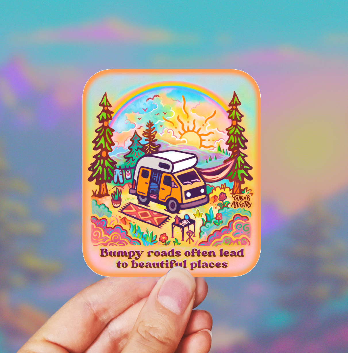 Bumpy Roads - Large Waterproof Sticker – Cute Stickers Only