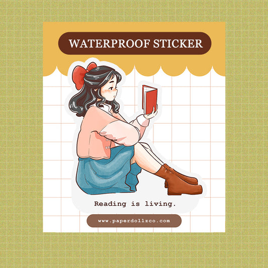 Reading is living - Waterproof Sticker