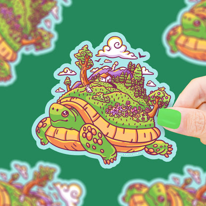 Tortoise Walking Island Vinyl Sticker