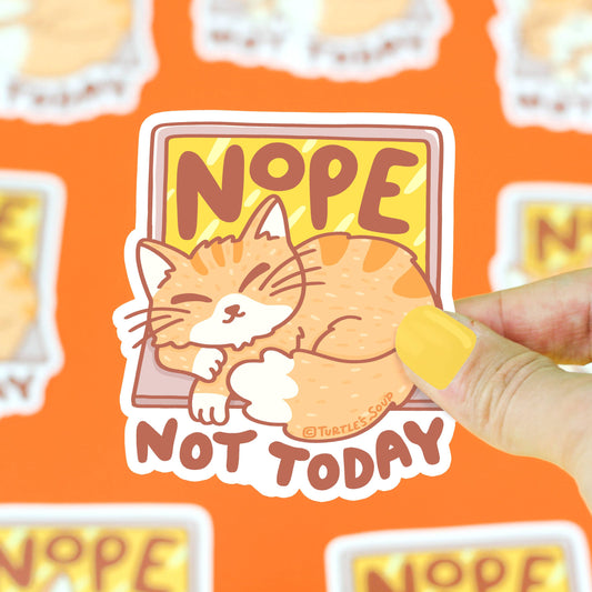 Nope Not Today Laptop Kitty Cat Vinyl Sticker
