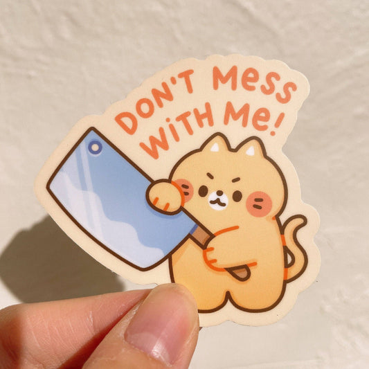 Don't Mess with Me Knife Cat Vinyl Sticker