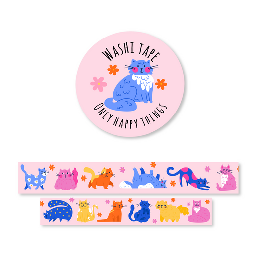 Colorful Paws Cats Washi Tape