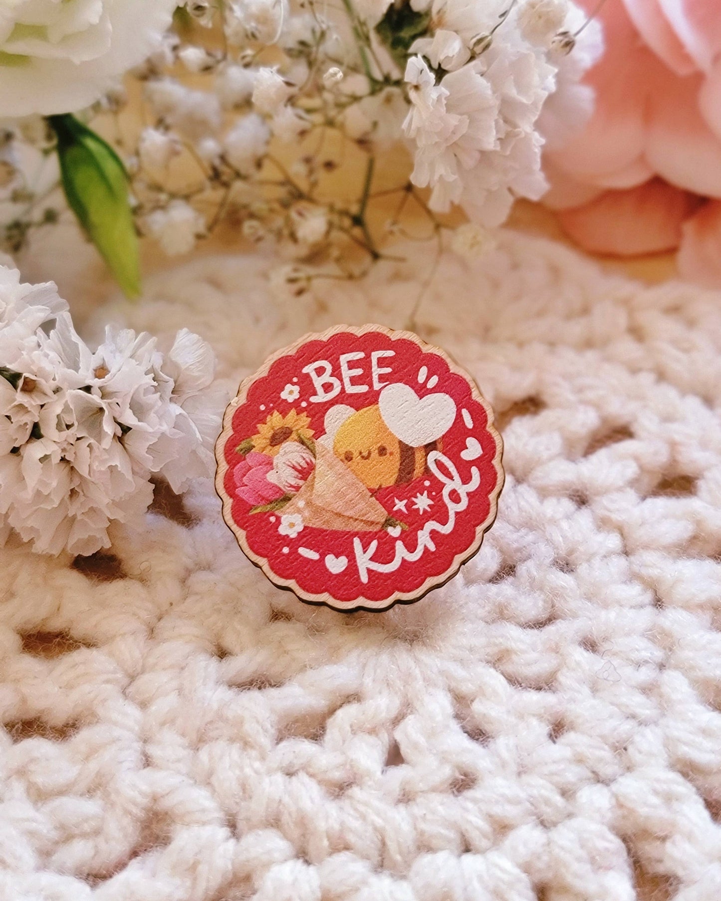 Bee Kind Wooden Pin