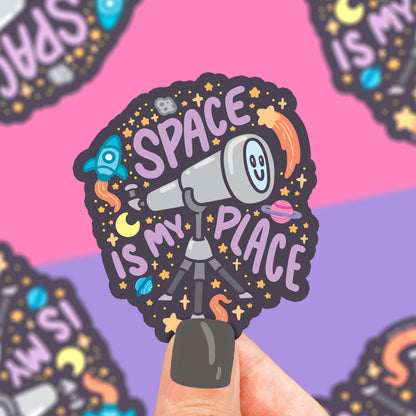 Space is My Place Telescope Vinyl Sticker