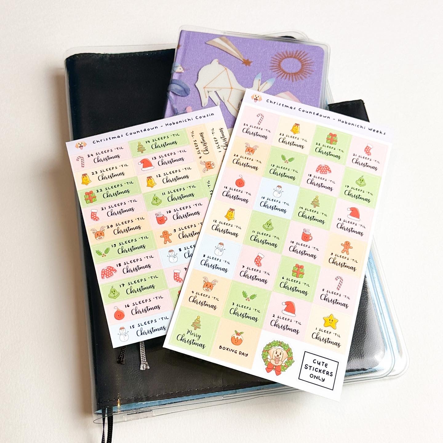 Christmas Countdown Stickers for Hobonichi Cousin