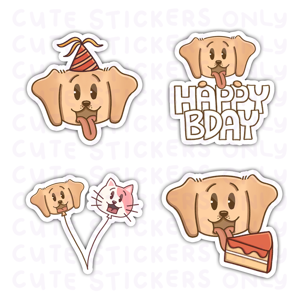 Birthday - Joey and Cake Die Cut Stickers