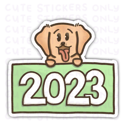 New Year 2023 Pastel Signs - Joey the Goldie Die Cut Stickers
