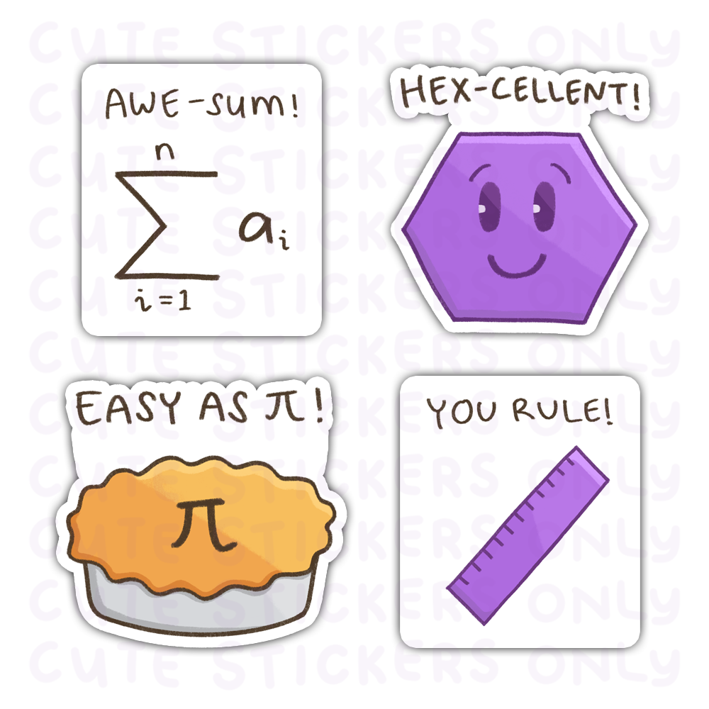 Maths Puns Rewards Die Cut Stickers