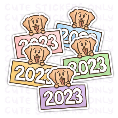 New Year 2023 Pastel Signs - Joey the Goldie Die Cut Stickers