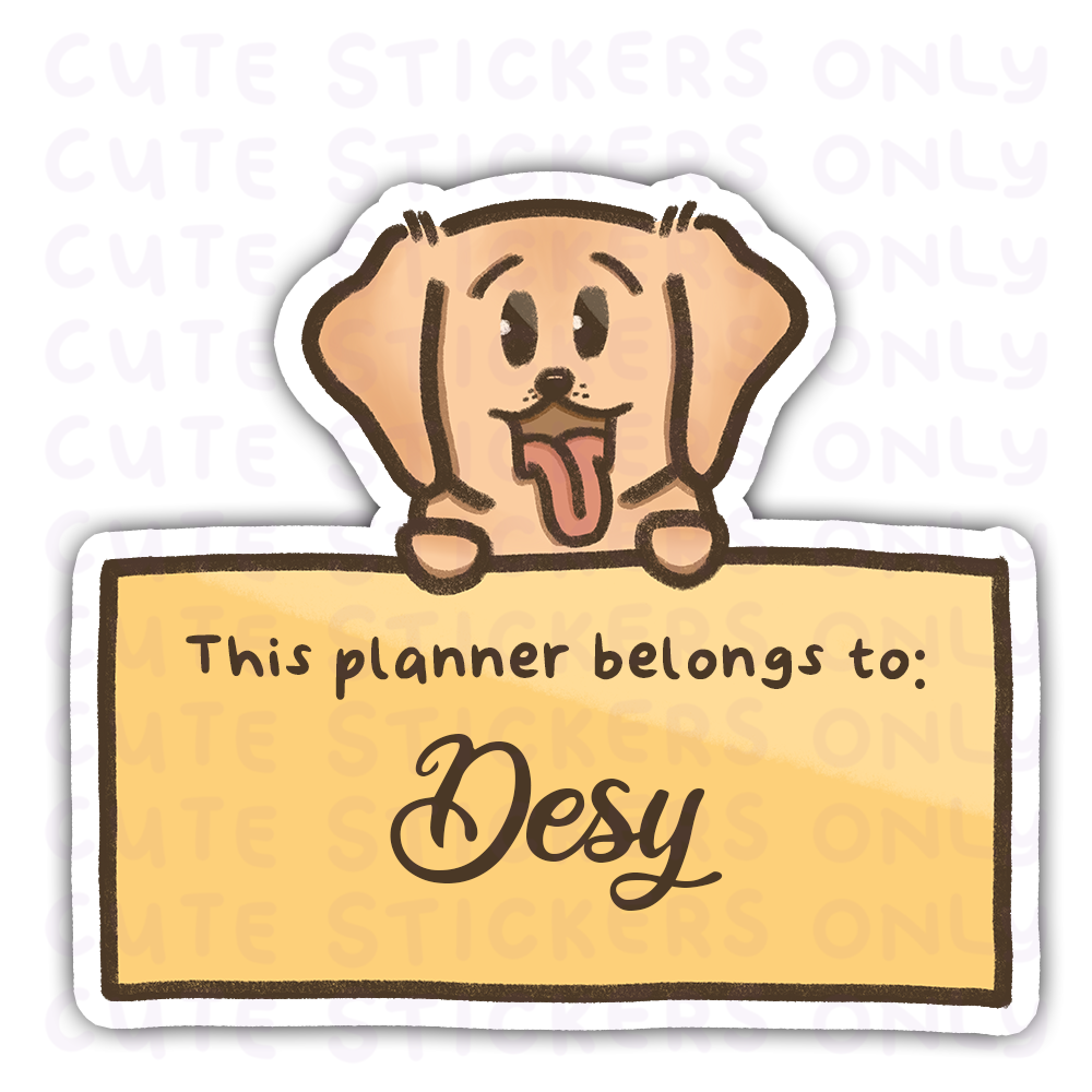 This Planner Belongs To - Joey The Goldie Die Cut Stickers (Personalised)