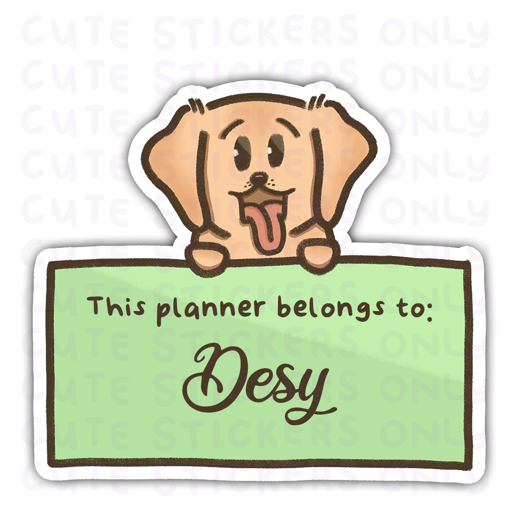 This Planner Belongs To - Joey The Goldie Die Cut Stickers (Personalised)