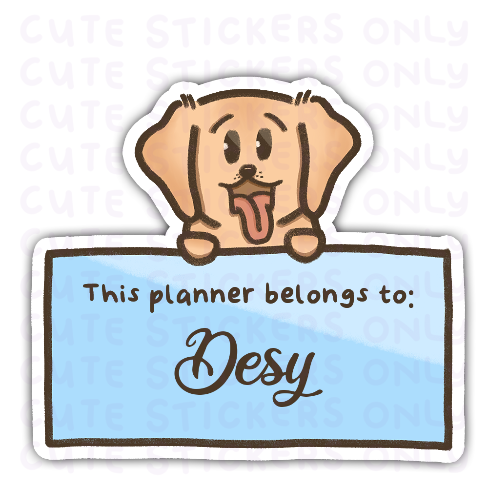 This Planner Belongs To - Joey The Goldie Die Cut Stickers (Personalised)