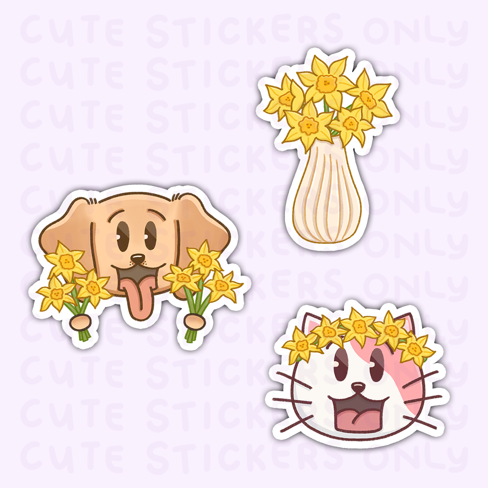 Daffodils - Joey and Cake Die Cut Stickers