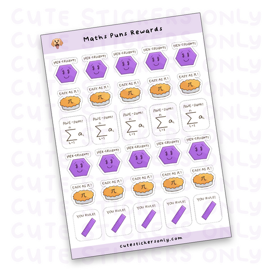 Maths Puns Rewards Sticker Sheet