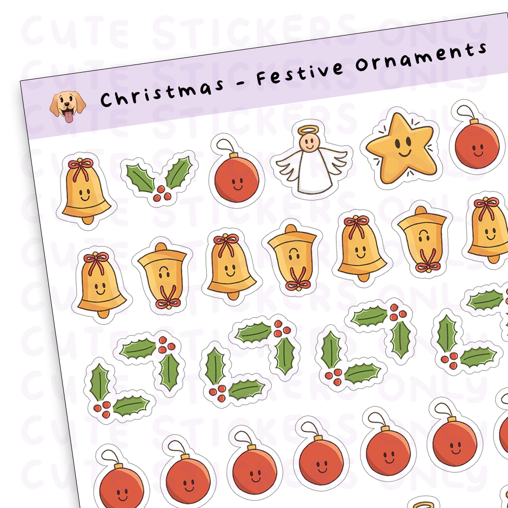 Festive Ornaments Sticker Sheet