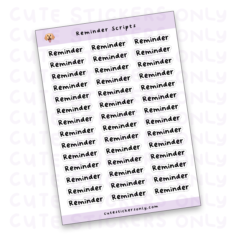Reminder Scripts Sticker Sheet (Transparent)