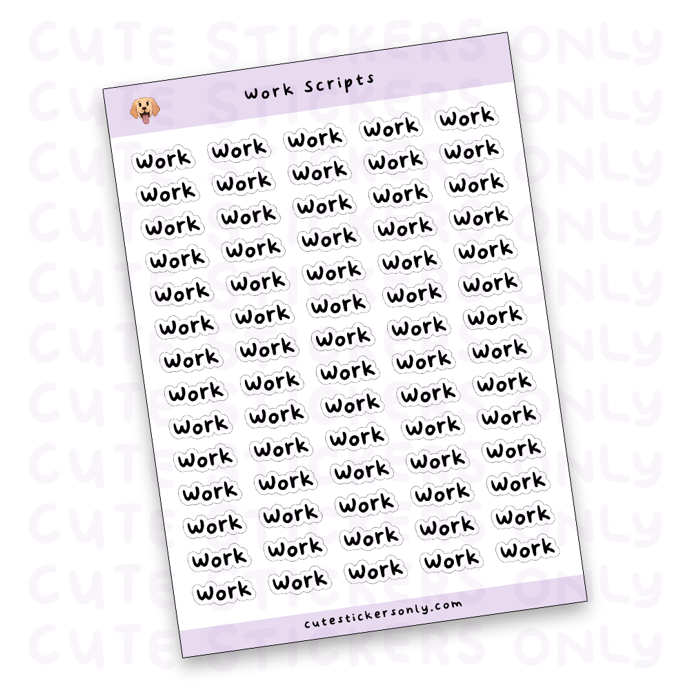 Work Scripts Sticker Sheet (Transparent)