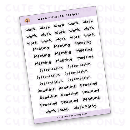 Work-related Scripts Sticker Sheet (Transparent)