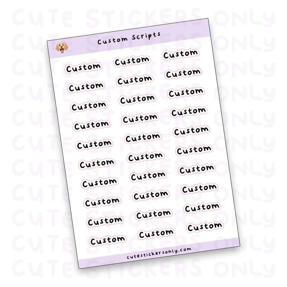 Custom Scripts Sticker Sheet (Matte Transparent)