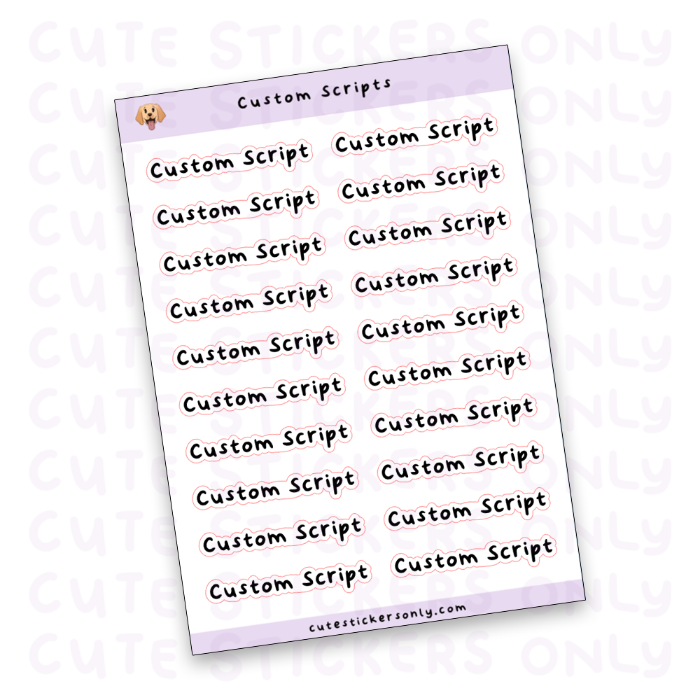 Custom Scripts Sticker Sheet (Matte Transparent)