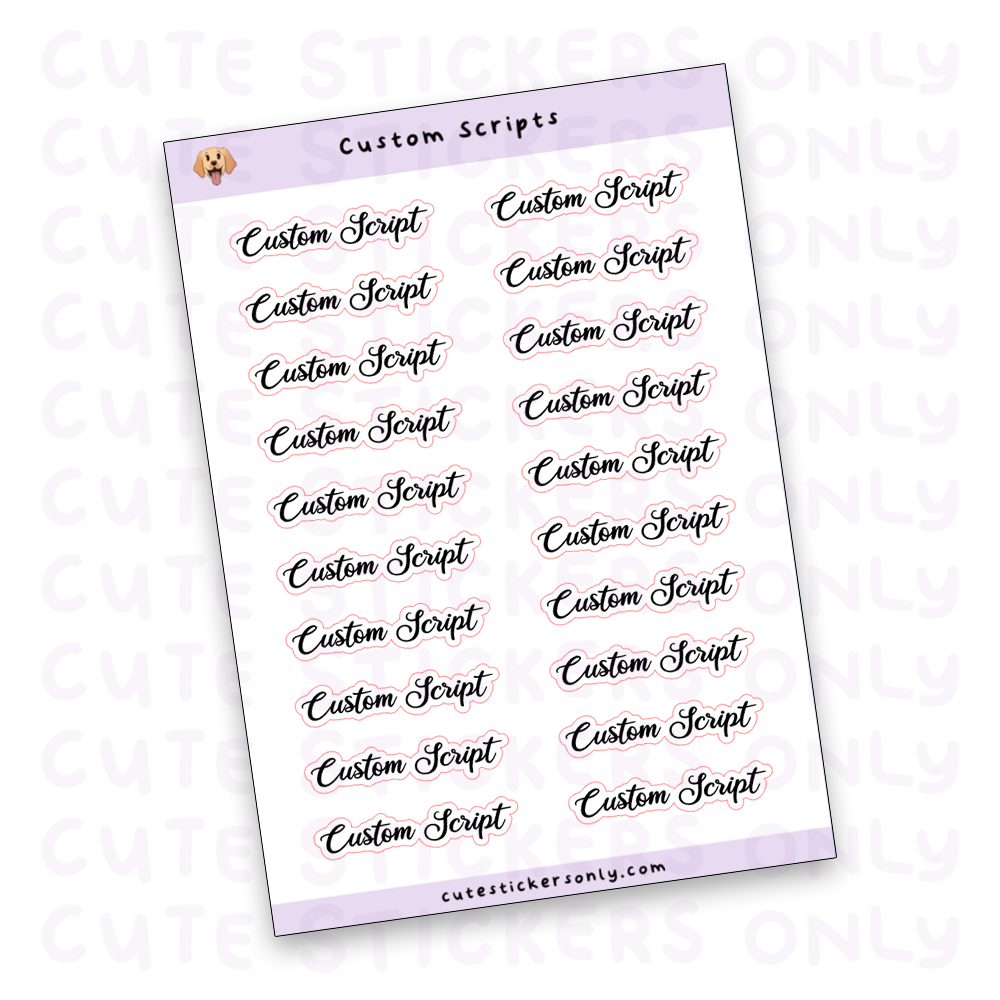 Custom Scripts Sticker Sheet (Matte Transparent) – Cute Stickers Only