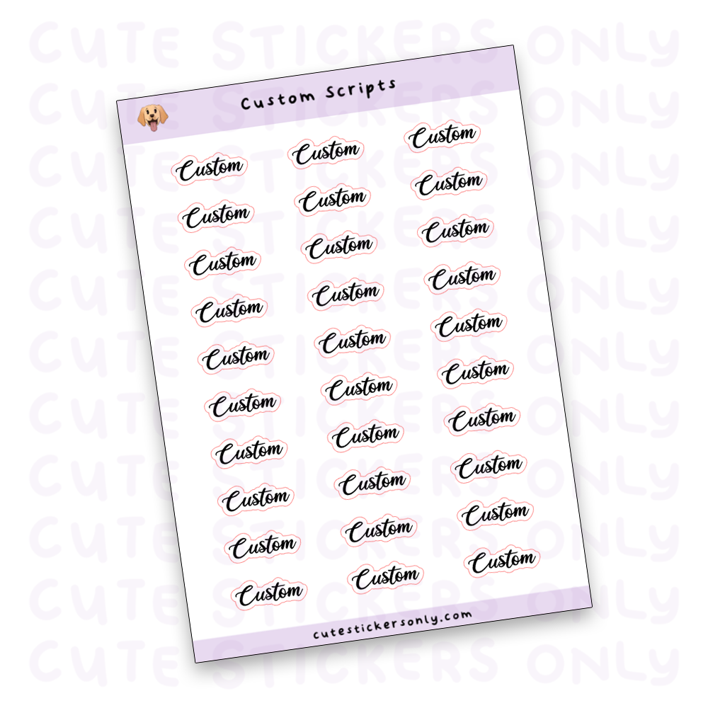 Custom Scripts Sticker Sheet (Matte Transparent)