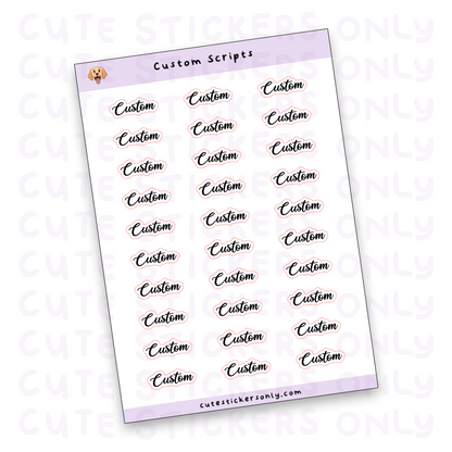 Custom Scripts Sticker Sheet (Transparent)