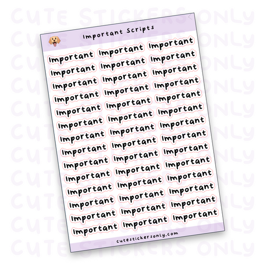 Important Scripts Sticker Sheet (Transparent)